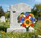 Artificial Cemetery Flowers for Grave Vase - Orange Sunflower, Tulip & Rose Silk Bouquet - UV Resistant Memorial Floral Arrangement for Headstones & Graveside - Windproof Tombstone Decor (1 Pack)